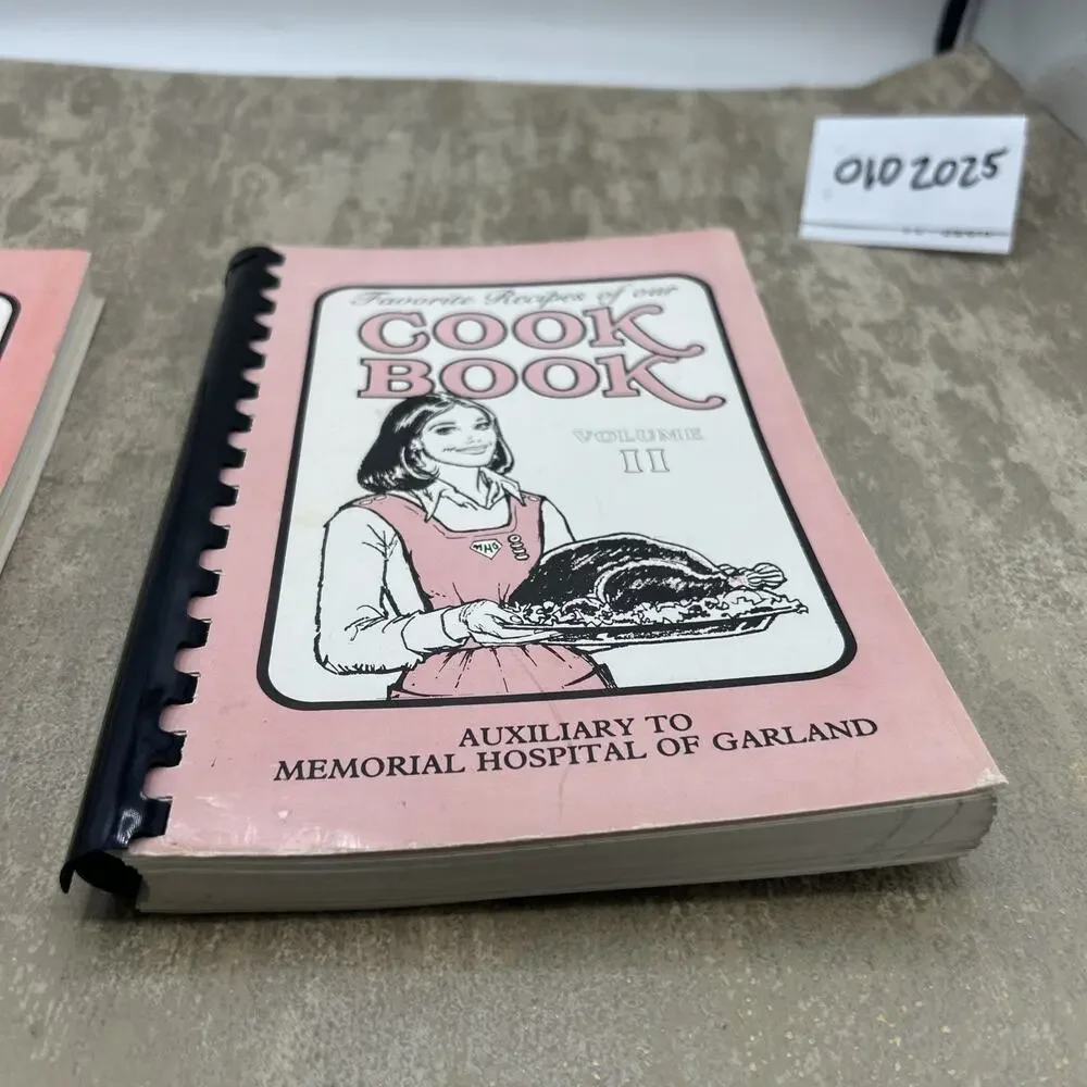 1979 1980s GARLAND MEMORIAL HOSPITAL AUXILIARY COOKBOOK SET VOLUME I and II, TX